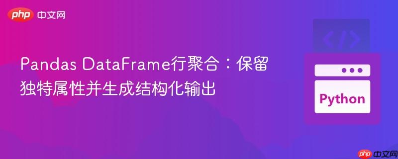 Pandas DataFrame行聚合:保留独特属性并生成结构化输出