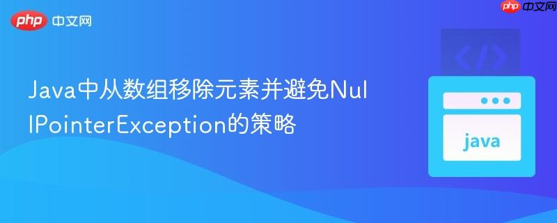 Java中从数组移除元素并避免NullPointerException的策略