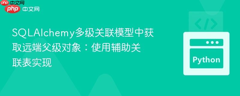 SQLAlchemy多级关联模型中获取远端父级对象：使用辅助关联表实现