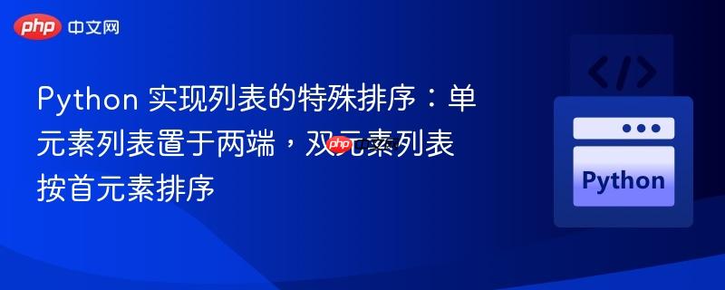 python 实现列表的特殊排序：单元素列表置于两端，双元素列表按首元素排序