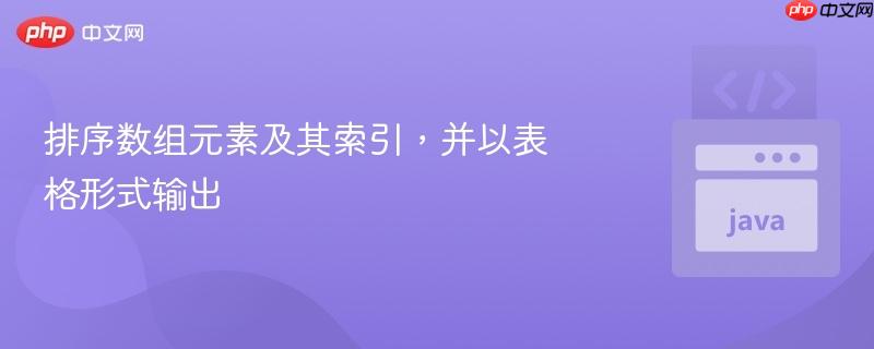 排序数组元素及其索引,并以表格形式输出