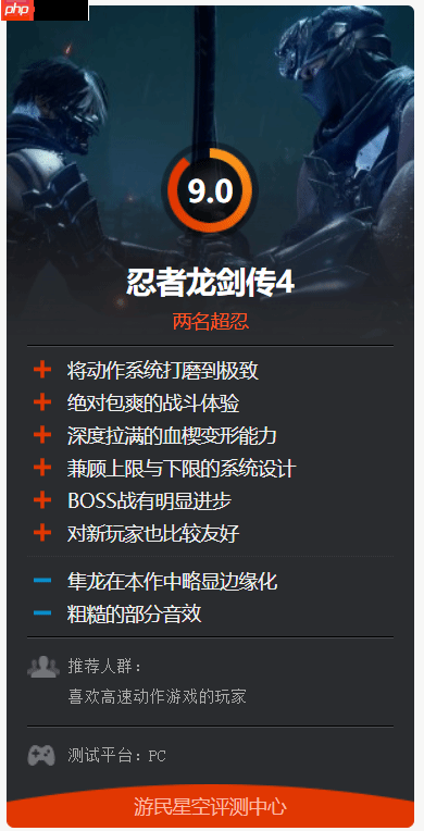 2025年最佳游戏之一!《忍龙4》获外媒满分盛赞