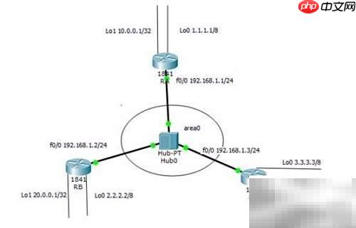 多区域OSPF与广播网络配置
