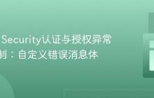 Spring Security认证与授权异常响应定制：自定义错误消息体