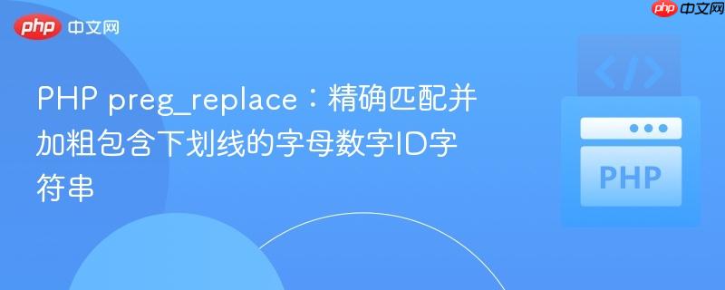 PHP preg_replace:精确匹配并加粗包含下划线的字母数字ID字符串