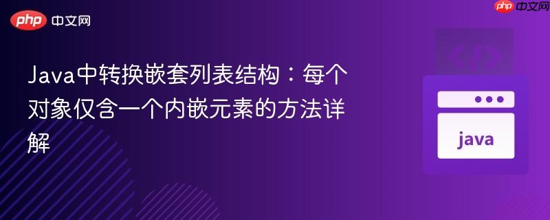 Java中转换嵌套列表结构：每个对象仅含一个内嵌元素的方法详解