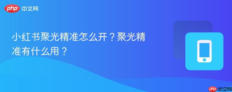 小红书聚光精准怎么开?聚光精准有什么用? 小红书聚光精准怎么开?聚光精准有什么用?