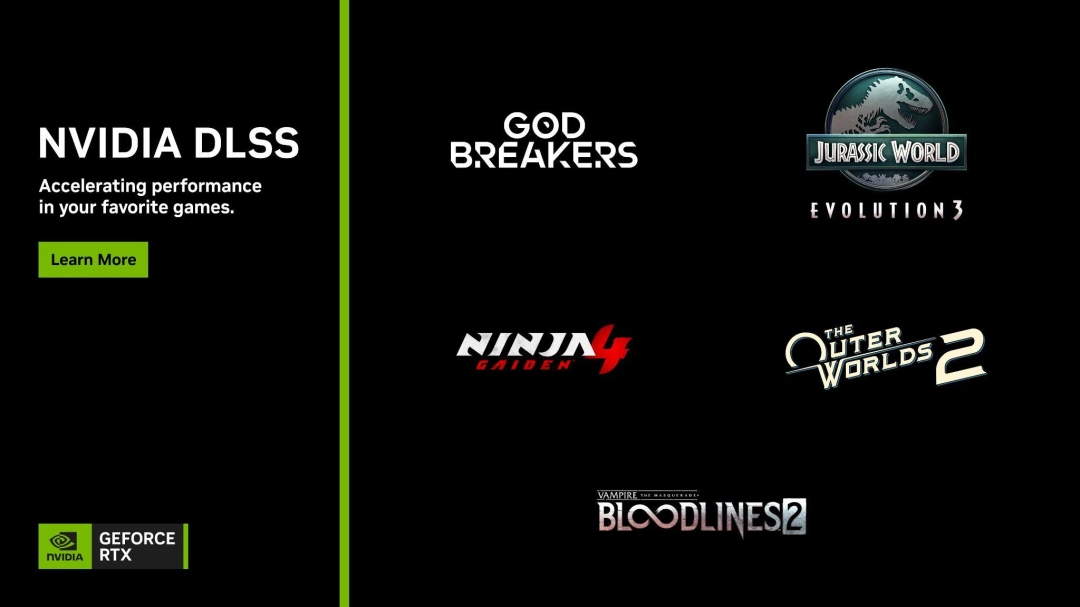 《天外世界 2》、《吸血鬼：避世血族2》和《侏罗纪世界：进化3》支持DLSS4