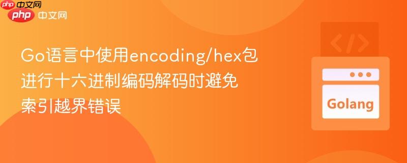 Go语言中使用encoding/hex包进行十六进制编码解码时避免索引越界错误 Go语言中使用encoding/hex包进行十六进制编码解码时避免索引越界错误