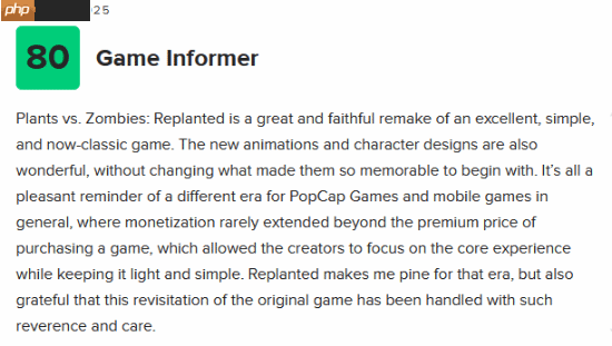 《植物大战僵尸:重植版》M站开分77最高!出色且忠实的重制