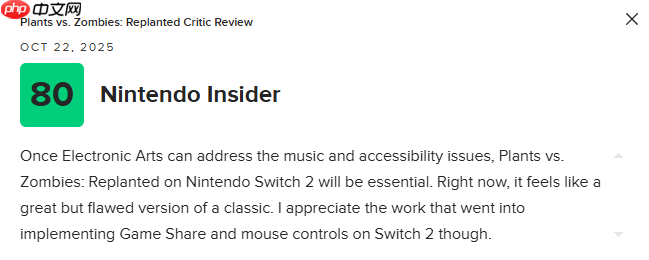 《植物大战僵尸:重植版》M站均分76分:必入手之作!