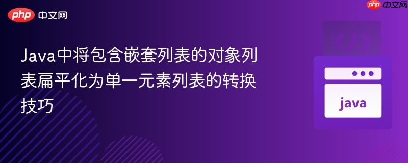 Java中将包含嵌套列表的对象列表扁平化为单一元素列表的转换技巧