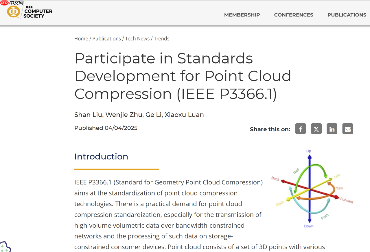 IEEE P3366.1 点云压缩标准正式发布