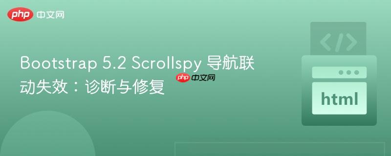 Bootstrap 5.2 Scrollspy 导航联动失效：诊断与修复