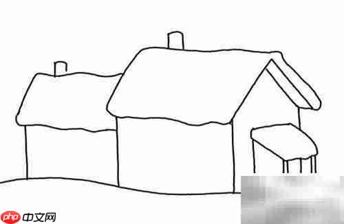 雪地小屋绘画教程