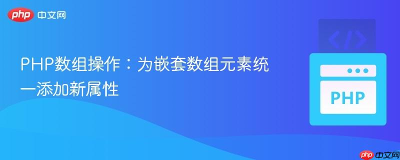 PHP数组操作：为嵌套数组元素统一添加新属性
