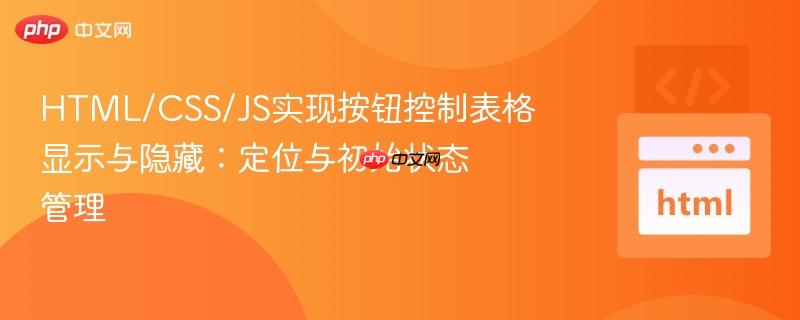 HTML/CSS/JS实现按钮控制表格显示与隐藏：定位与初始状态管理