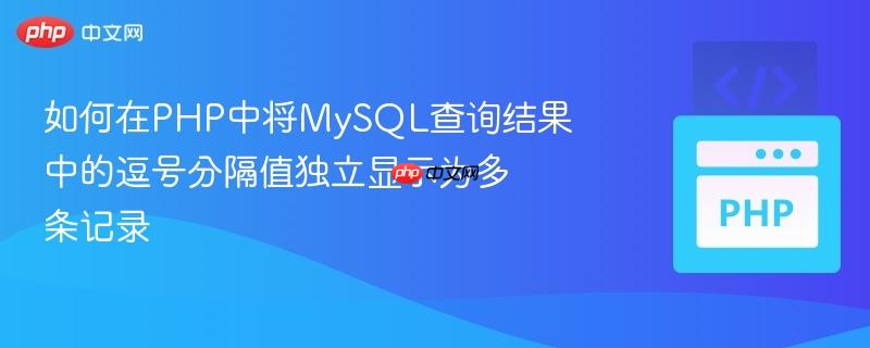 如何在PHP中将MySQL查询结果中的逗号分隔值独立显示为多条记录