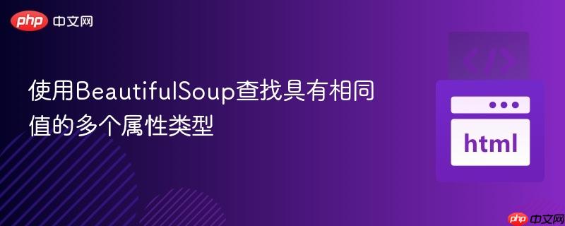 使用beautifulsoup查找具有相同值的多个属性类型