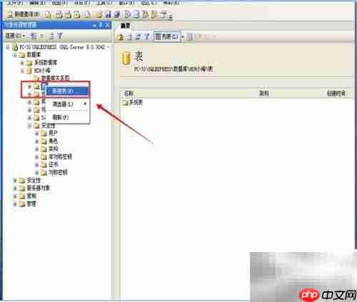 SQL Server 2005新建表方法