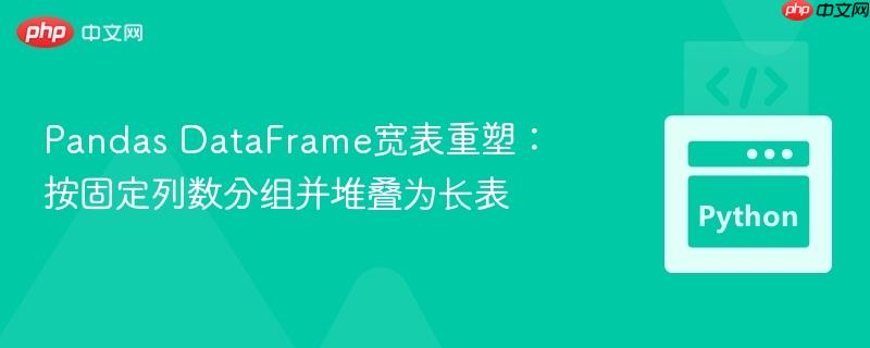 Pandas DataFrame宽表重塑:按固定列数分组并堆叠为长表