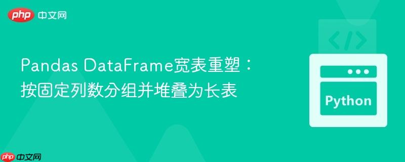 Pandas DataFrame宽表重塑:按固定列数分组并堆叠为长表