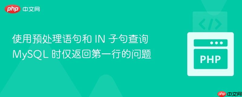 使用预处理语句和 in 子句查询 mysql 时仅返回第一行的问题