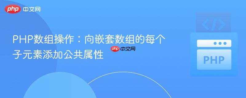 PHP数组操作：向嵌套数组的每个子元素添加公共属性
