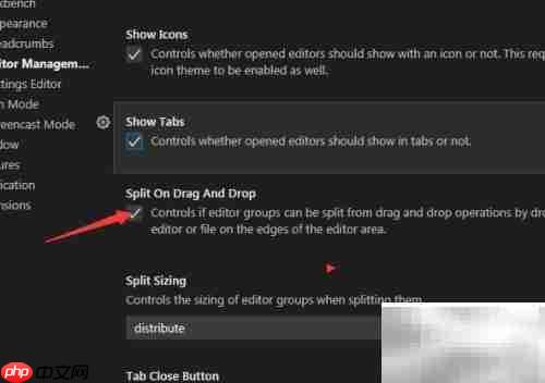 关闭VS Code拖放拆分方法