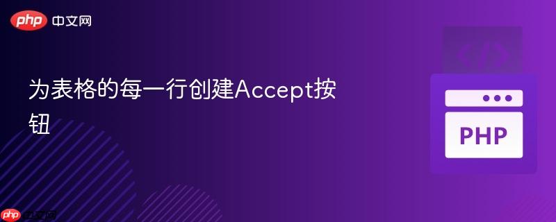 为表格的每一行创建Accept按钮