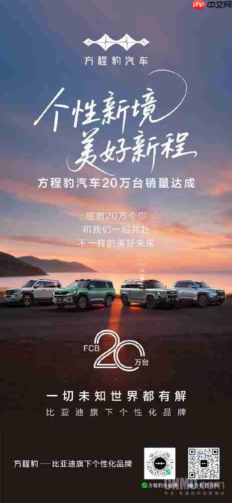 方程豹汽车20万销量里程碑达成！平均成交价23.88万