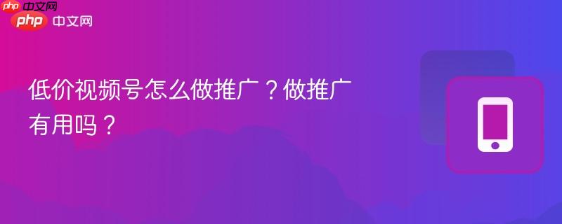 低价视频号怎么做推广？做推广有用吗？
