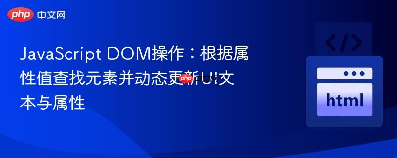 JavaScript DOM操作:根据属性值查找元素并动态更新UI文本与属性