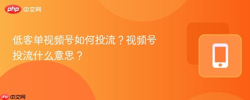 低客单视频号如何投流？视频号投流什么意思？