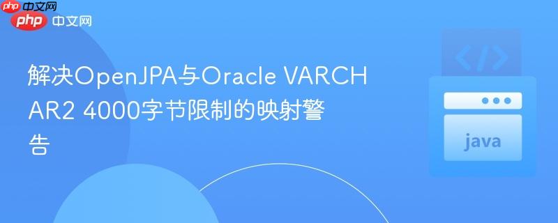 解决OpenJPA与Oracle VARCHAR2 4000字节限制的映射警告