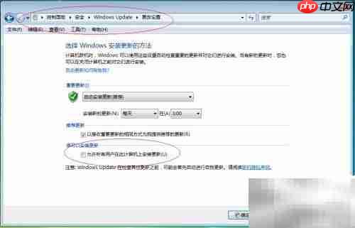 Vista设置全用户更新安装