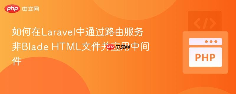 如何在Laravel中通过路由服务非Blade HTML文件并应用中间件
