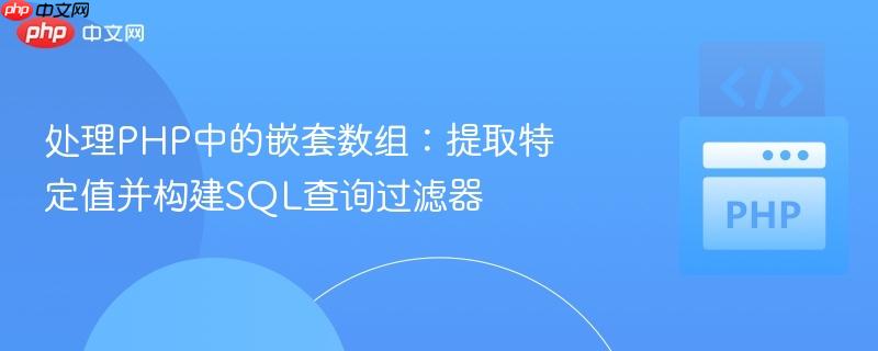 处理PHP中的嵌套数组:提取特定值并构建SQL查询过滤器
