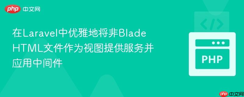 在Laravel中优雅地将非Blade HTML文件作为视图提供服务并应用中间件