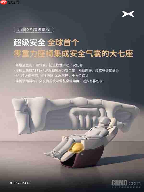 同级最舒适!小鹏公布X9超级增程二排零重力座椅信息