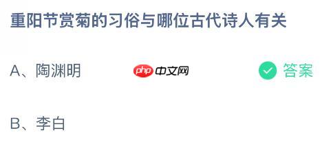 重阳节赏菊的习俗与哪位古代诗人有关?蚂蚁庄园课堂今天答案最新10月29日