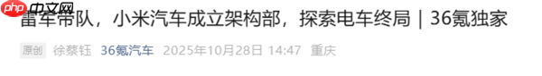 曝小米汽车宣布组织架构调整 雷军领头成立架构部