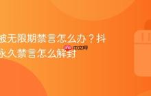 抖音号被无限期禁言怎么办？抖音号被永久禁言怎么解封
