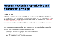 FreeBSD 实现“无 Root”与可重现构建，提升系统安全与透明度