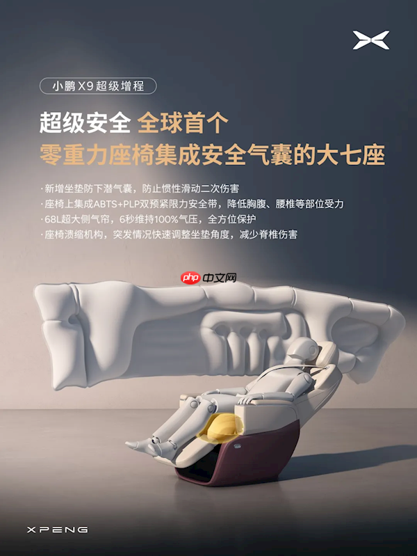 全球首个带安全气囊的零重力座椅!小鹏X9超级增程首搭