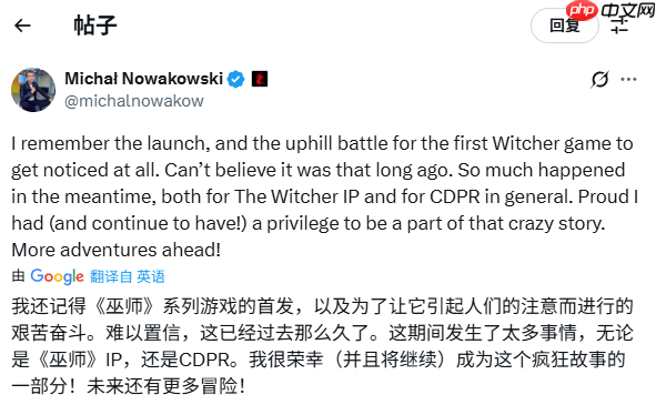 《巫师》初代发售满18周年 CDPR称未来还有更多冒险!