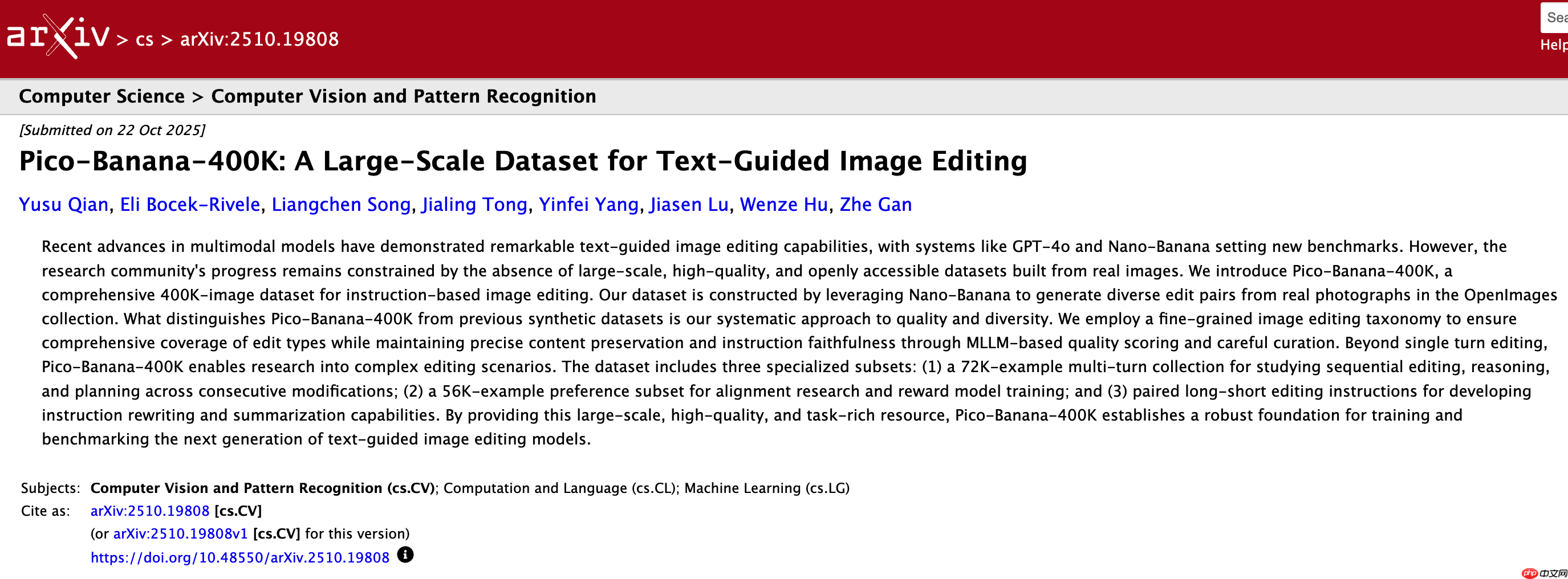 苹果发布 Pico-Banana-400K 数据集,助力文本引导图像编辑研究