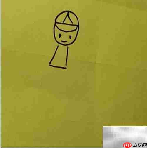 小男孩骑木马简笔画