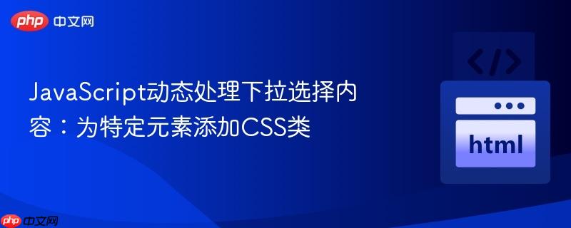 JavaScript动态处理下拉选择内容:为特定元素添加CSS类