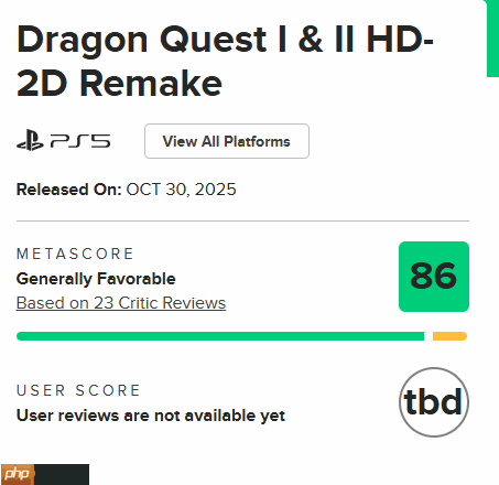 《勇者斗恶龙1+2RE》口碑解禁:M站均分86